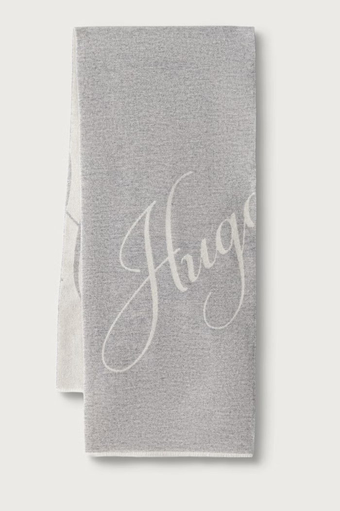 HUGO Κασκόλ γυναικείο με μαλλί Byanca_40*180 γκρί 50524789