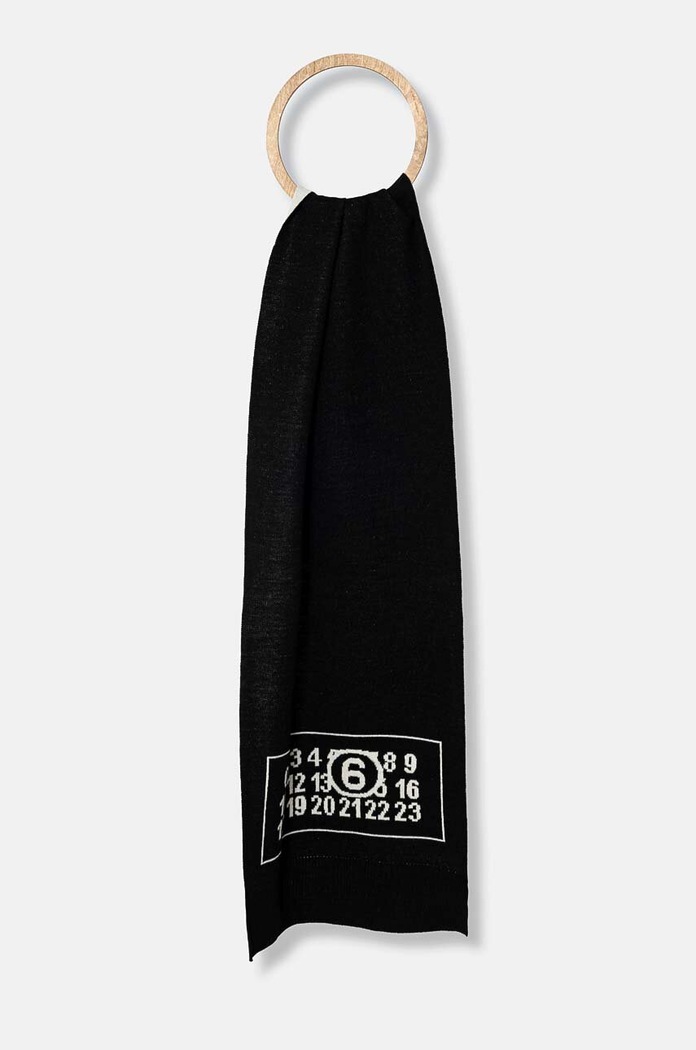 Šátek z vlněné směsi MM6 Maison Margiela látka černá S52TE0055.M13050