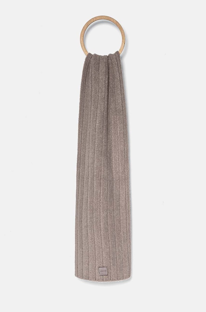 Kratki šal s primjesom vune Calvin Klein s dodatkom vune siva K60K612608