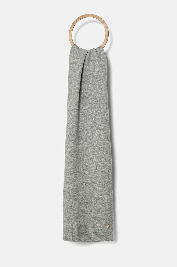 Šála Tommy Hilfiger pletenina šedá AW0AW16646
