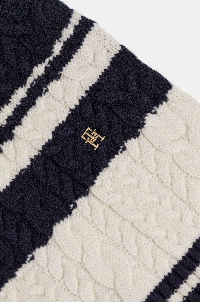 Vlněná šála Tommy Hilfiger AW0AW16654 námořnická modř AW24