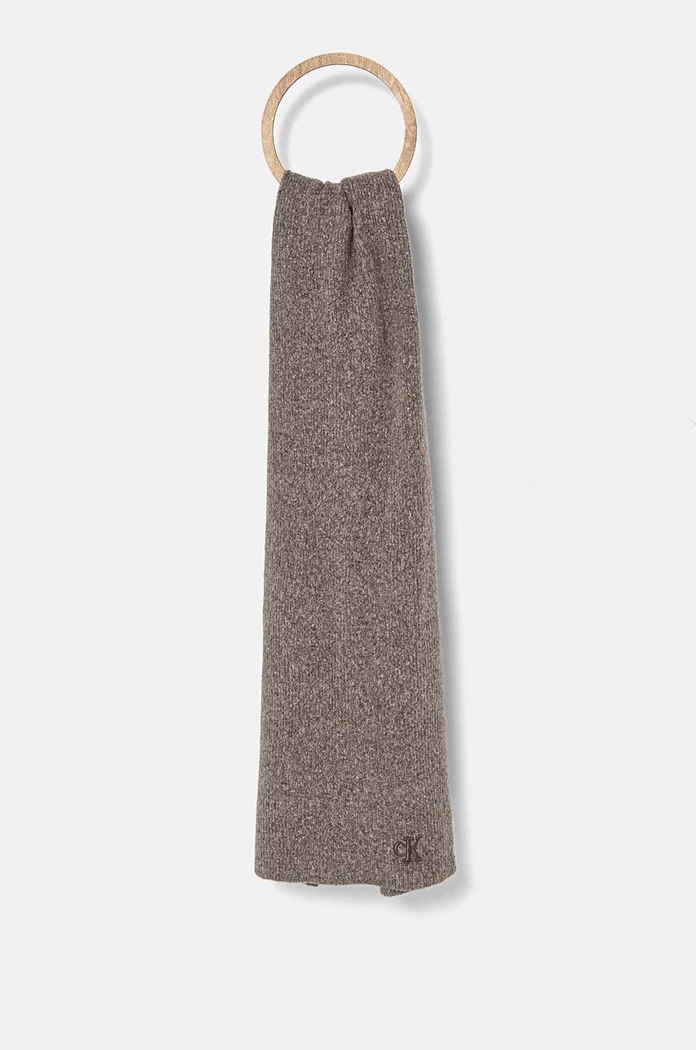Šál s prímesou vlny Calvin Klein Jeans melanž sivá K60K612664
