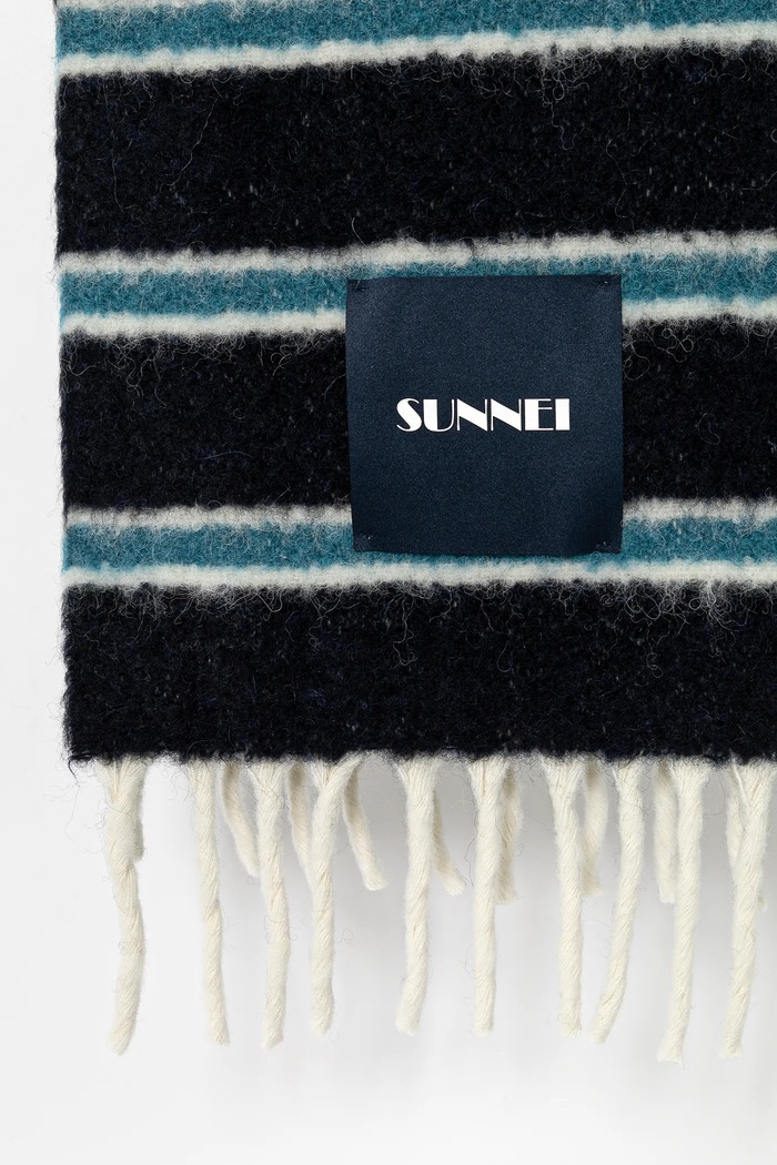 Μάλλινο κασκόλ Sunnei ACCXSAC009 σκούρο μπλε AW24