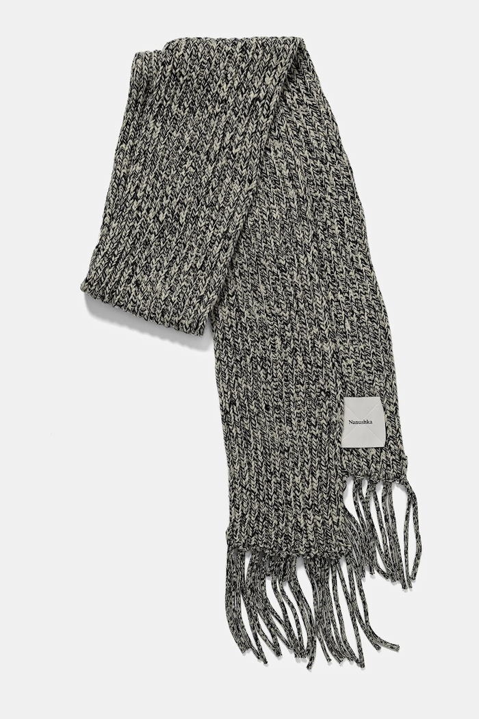 Μάλλινο κασκόλ Nanushka IZAIA NU24FWSC10599 μαύρο AW24