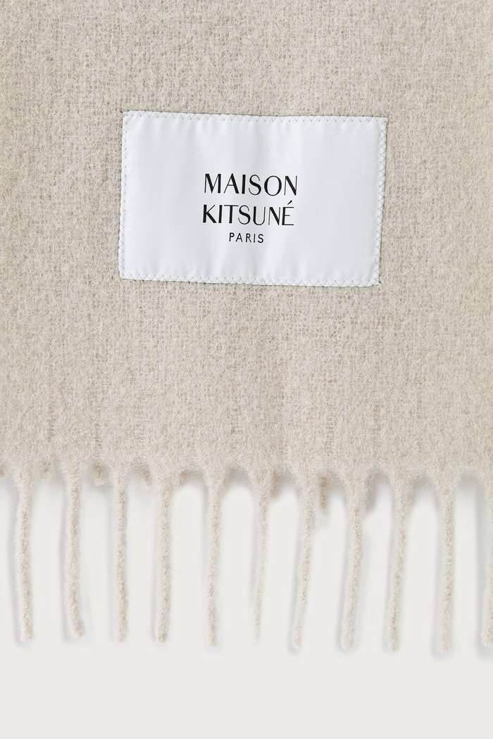 Maison Kitsuné Alpaca szalik z wełną damski LM06206WA0022 beżowy AW25