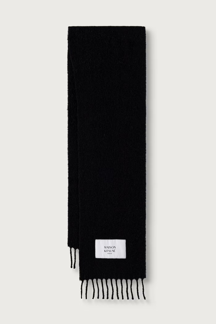 Maison Kitsuné Alpaca szalik z wełną damski czarny LM06206WA0022