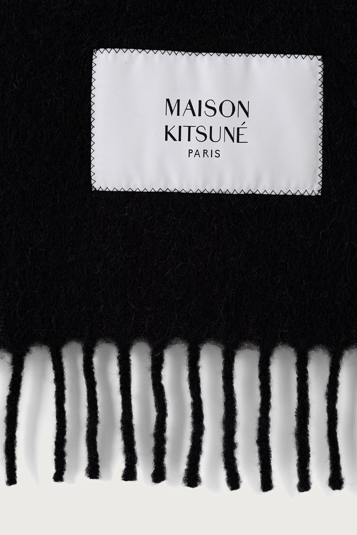 Maison Kitsuné Alpaca szalik z wełną damski LM06206WA0022 czarny AW25