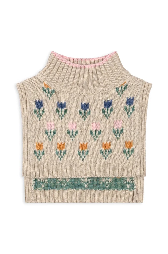 Детски кръгъл шал от вълна Konges Sløjd BELOU KNIT NECKWARMER KS101425 бежов AW24