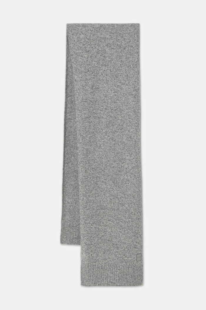 Вълнен шал BOSS Orange Akaio_R_Scarf средно дебел сив 50522445