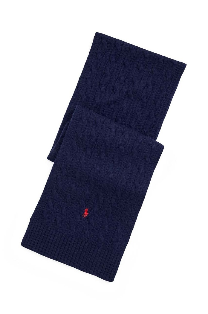 Polo Ralph Lauren szalik Classic Cable Scarf aplikacja granatowy 449959345