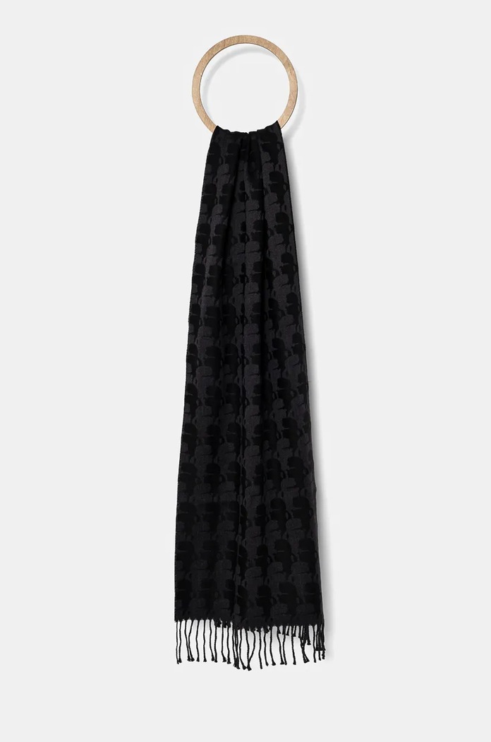 Karl Lagerfeld szalik wełna czarny 544132.805001