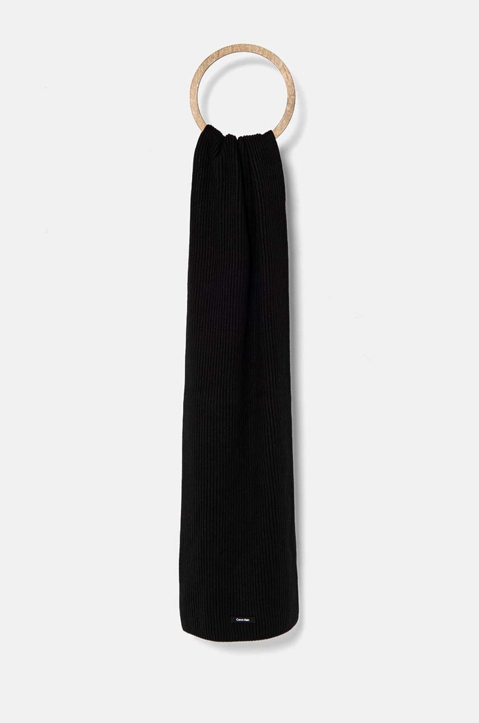 Calvin Klein szalik z domieszką wełny z domieszką wełny czarny K50K512367