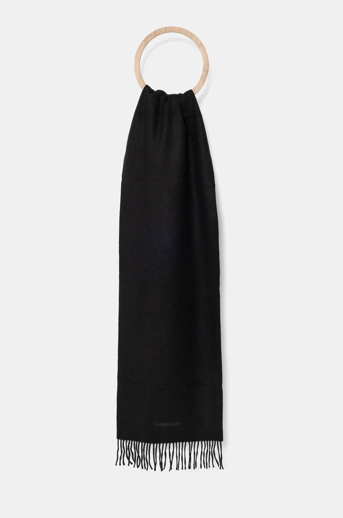 Κασκόλ Calvin Klein μαλλί μαύρο K50K512378