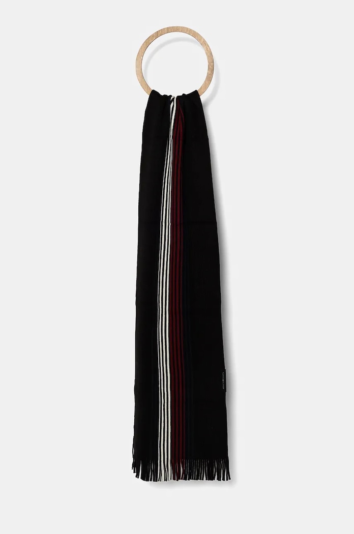 Tommy Hilfiger szalik z domieszką wełny z domieszką wełny czarny AM0AM12833