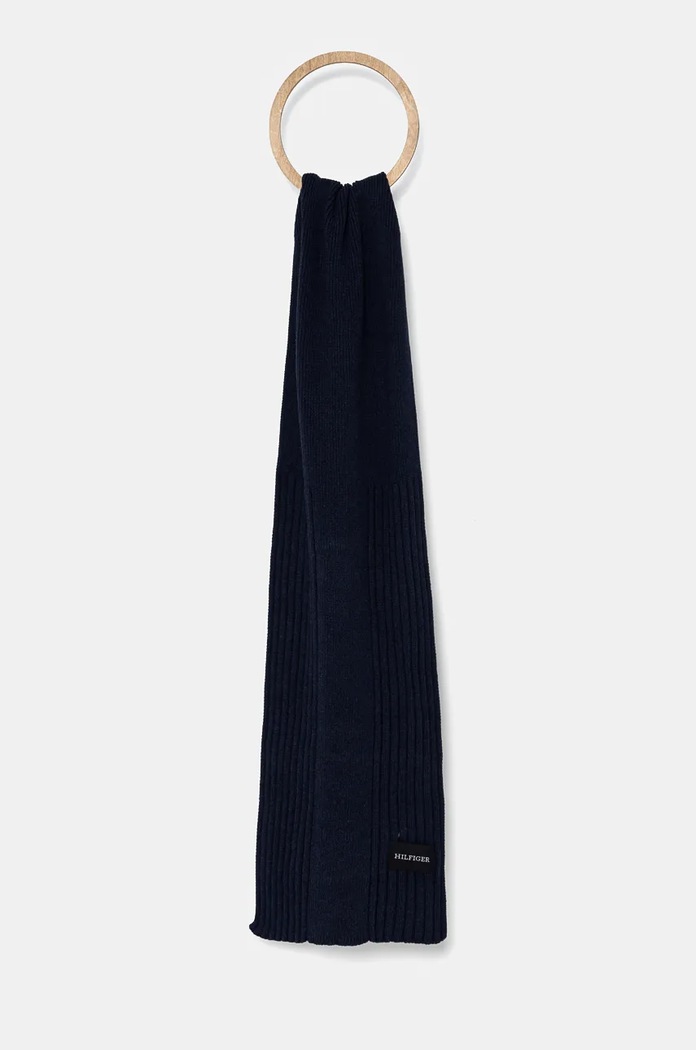Tommy Hilfiger szalik bawełna granatowy AM0AM12837