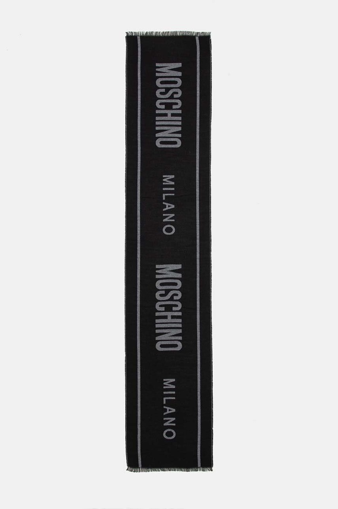 Moschino szalik wełniany wełna czarny M5791.50229