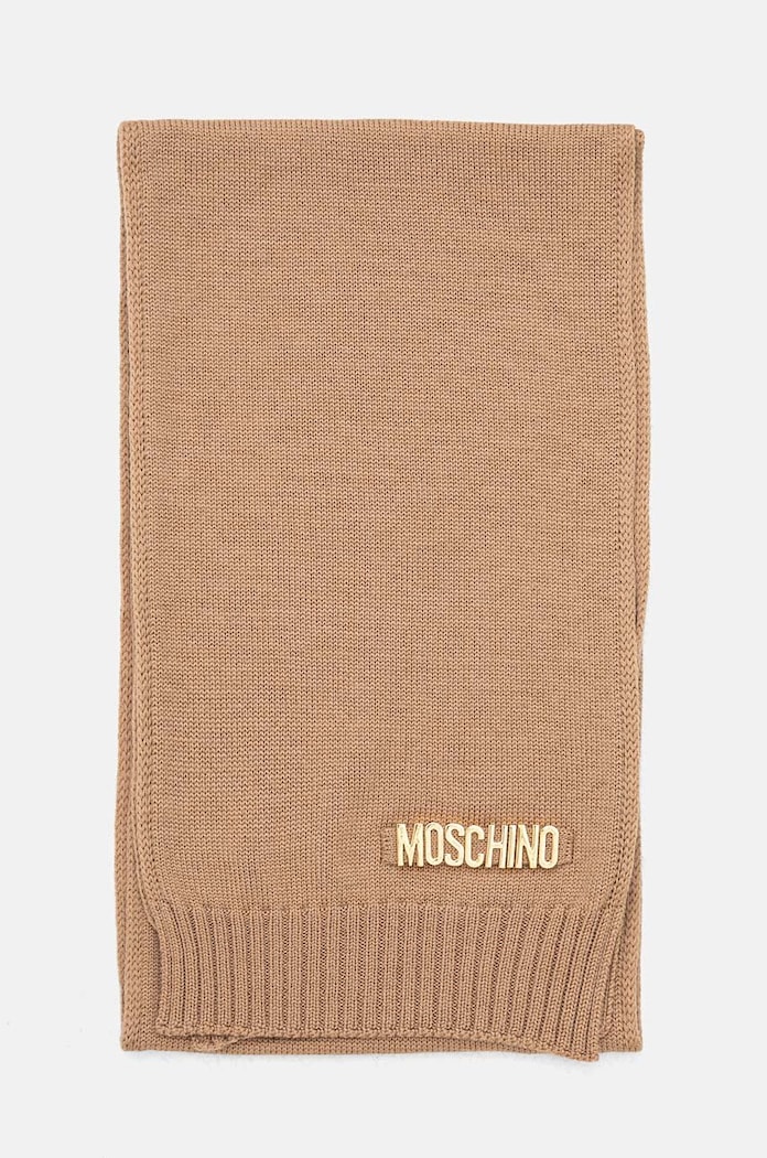 Vlněná šála Moschino M2969.30785 hnědá AW24