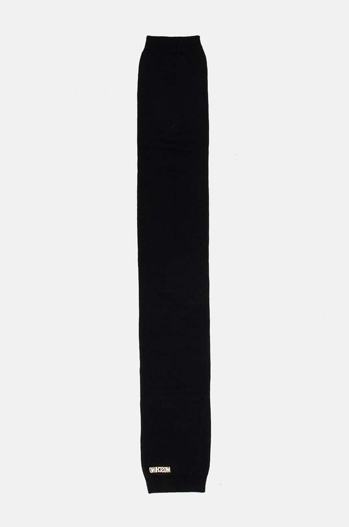 Μάλλινο κασκόλ Moschino απλικέ μαύρο M2969.30785