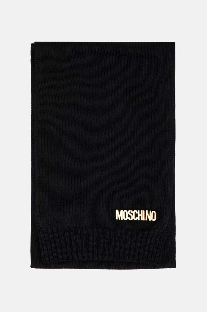 Μάλλινο κασκόλ Moschino M2969.30785 μαύρο AW24