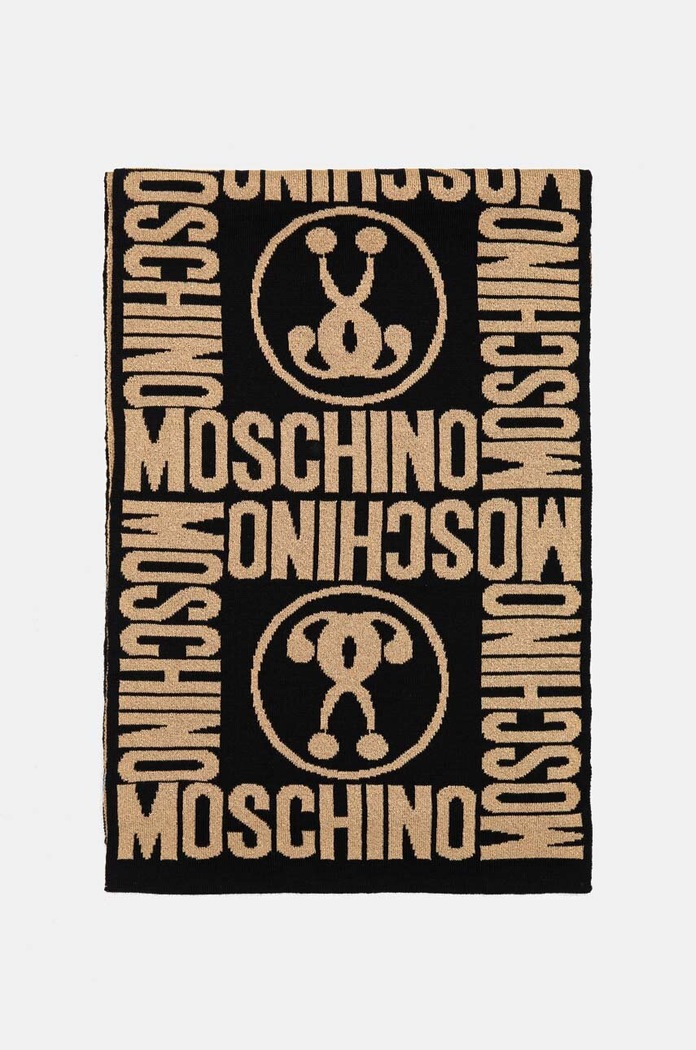 Moschino szalik z dodatkiem wełny M2966.30623 czarny AW25