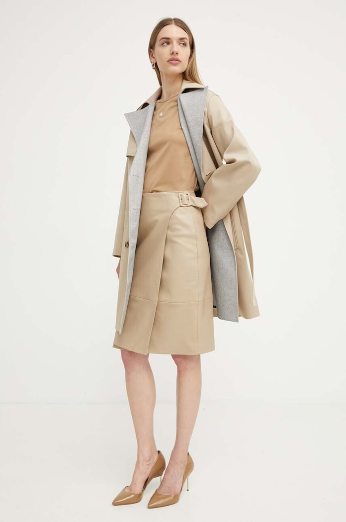 BOSS Spódnica skórzana 50530060 beżowy AW24
