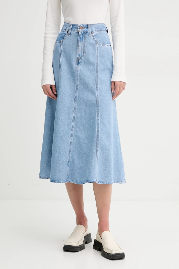 Rifľová sukňa Levi's bavlna modrá A8730