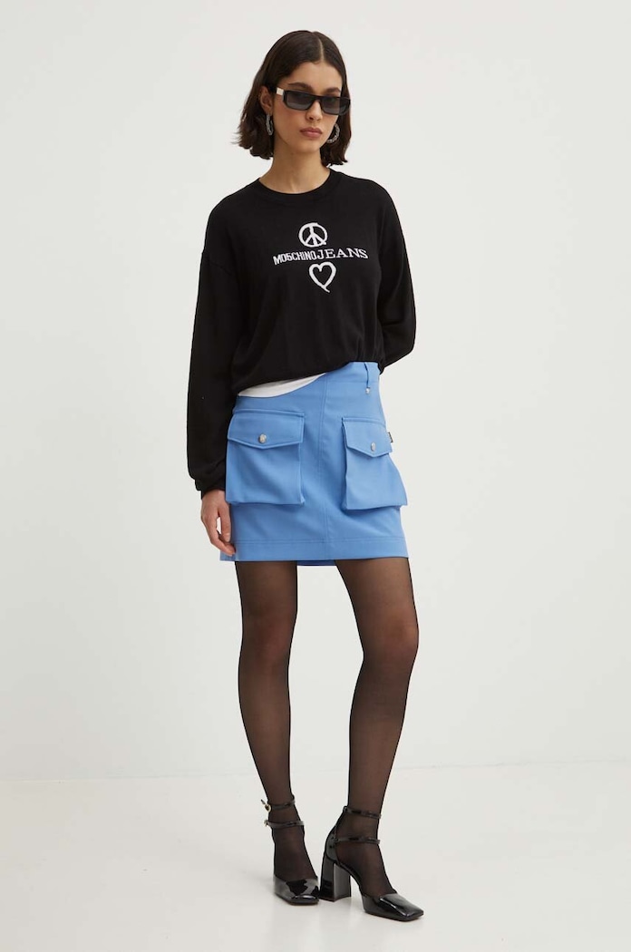 Krilo s primesjo volne Moschino Jeans 0109.8226 modra AW24