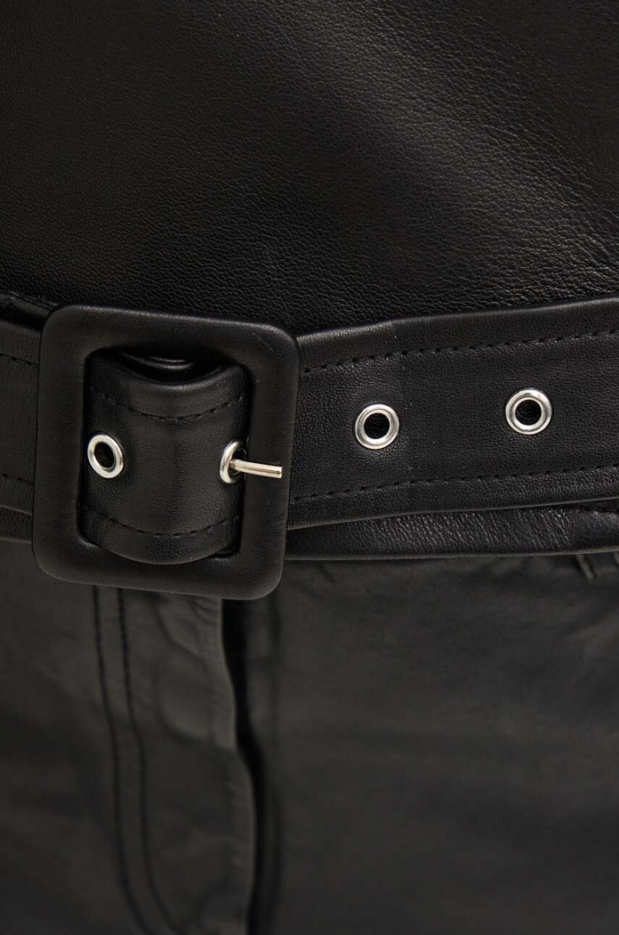 Kožená sukňa The Kooples čierna FJUP29013K
