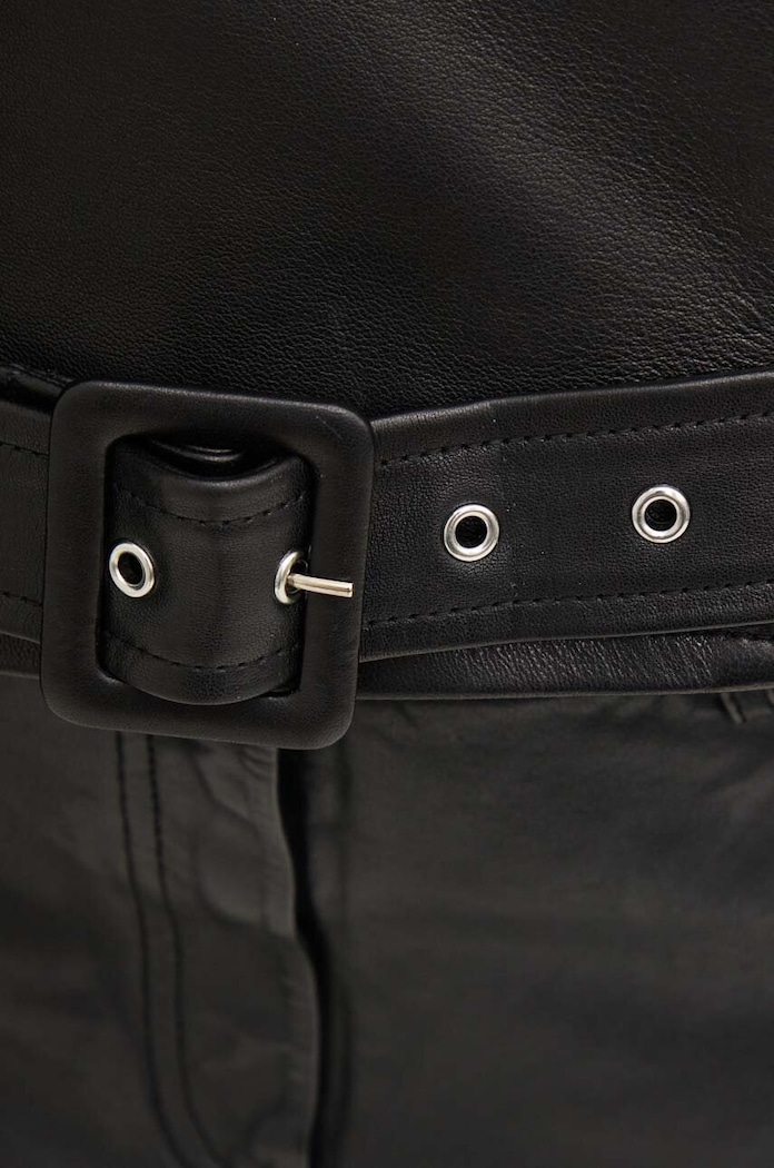 Kožená sukňa The Kooples čierna FJUP29013K