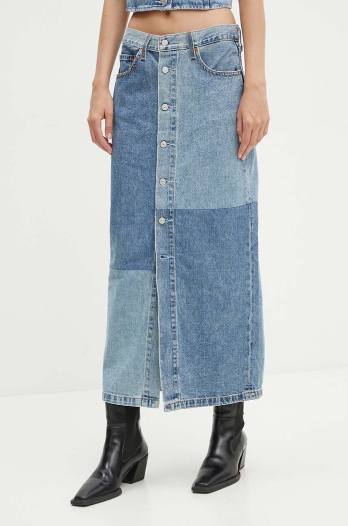 Levi's spódnica jeansowa bawełna niebieski 000OF