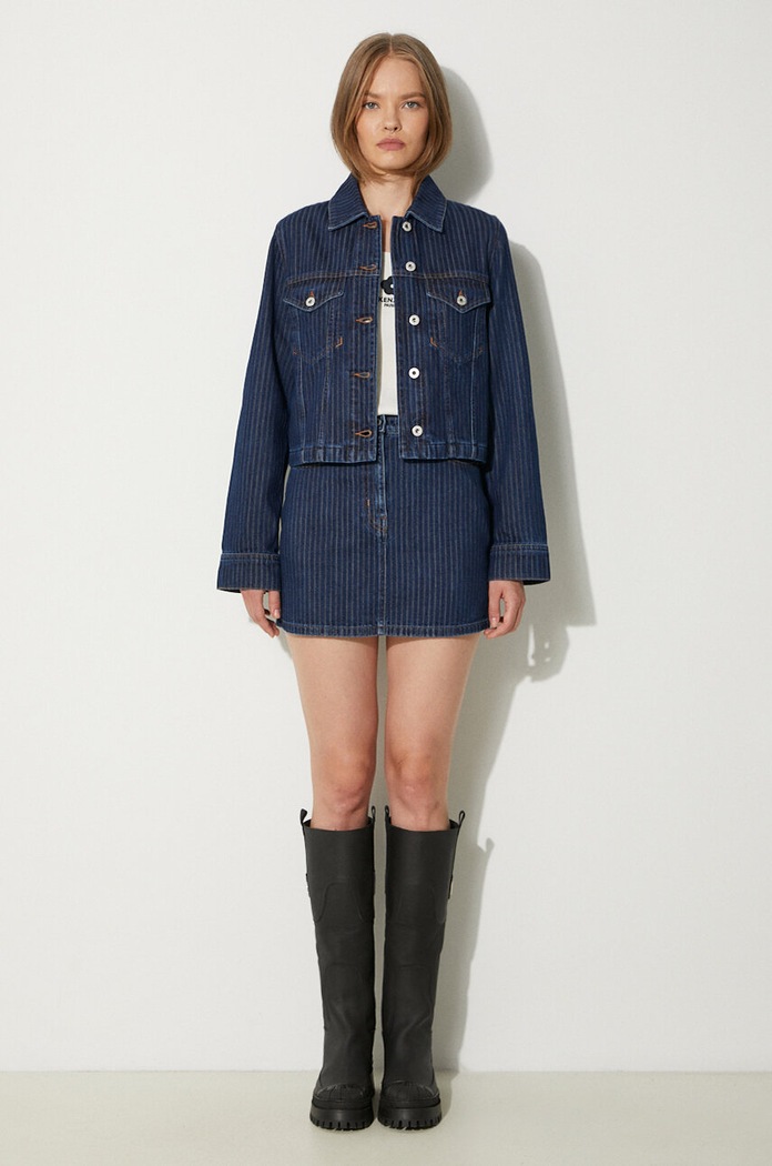 Kenzo denim skirt Mini Skirt Stripped Jacquard FE62DJ2806F2.DD blue AW24