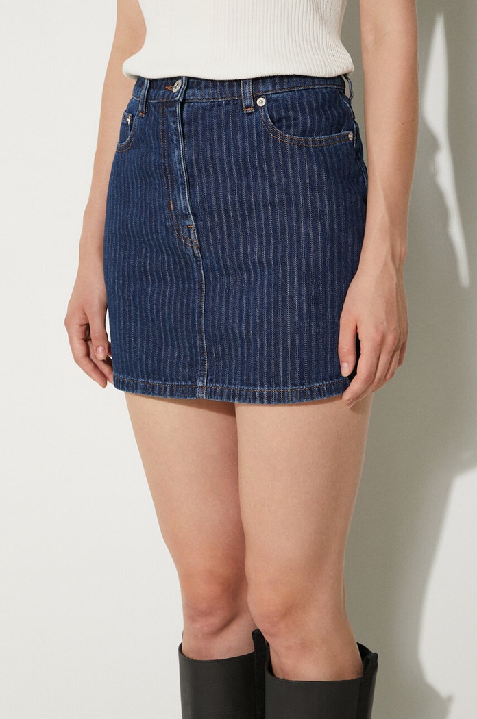 Kenzo denim skirt Mini Skirt Stripped Jacquard FE62DJ2806F2.DD blue