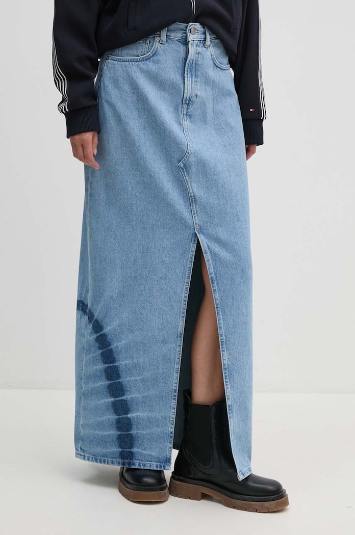 Τζιν φούστα Pepe Jeans MAXI SKIRT HW TIE DYE casual μπλε PL901133