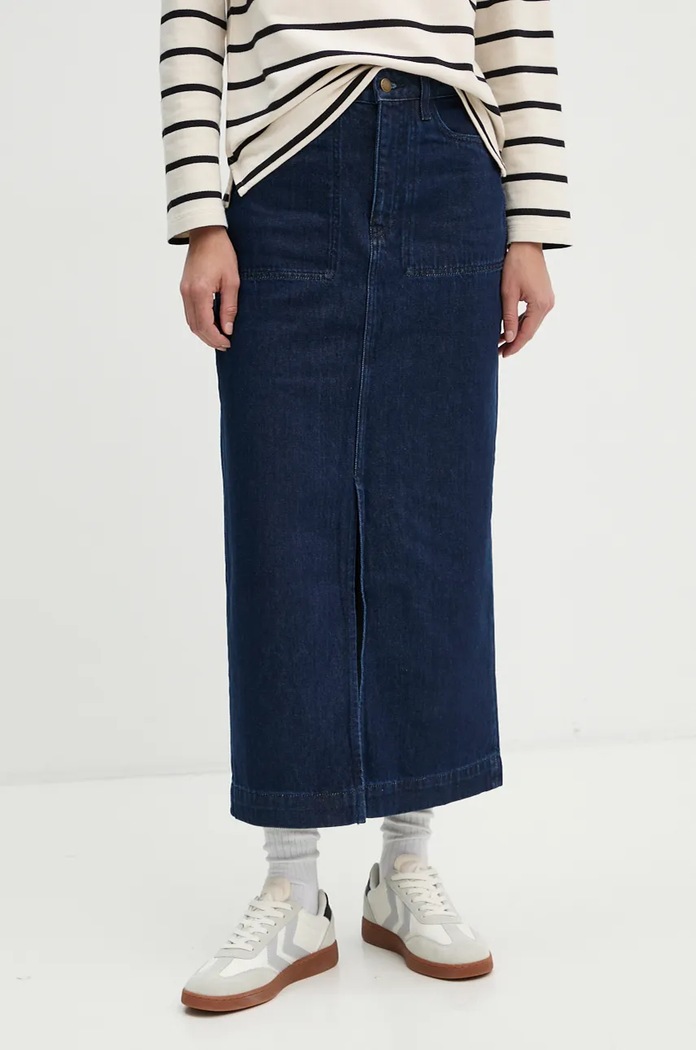 Barbour fustă din denim uni bleumarin LSK0104
