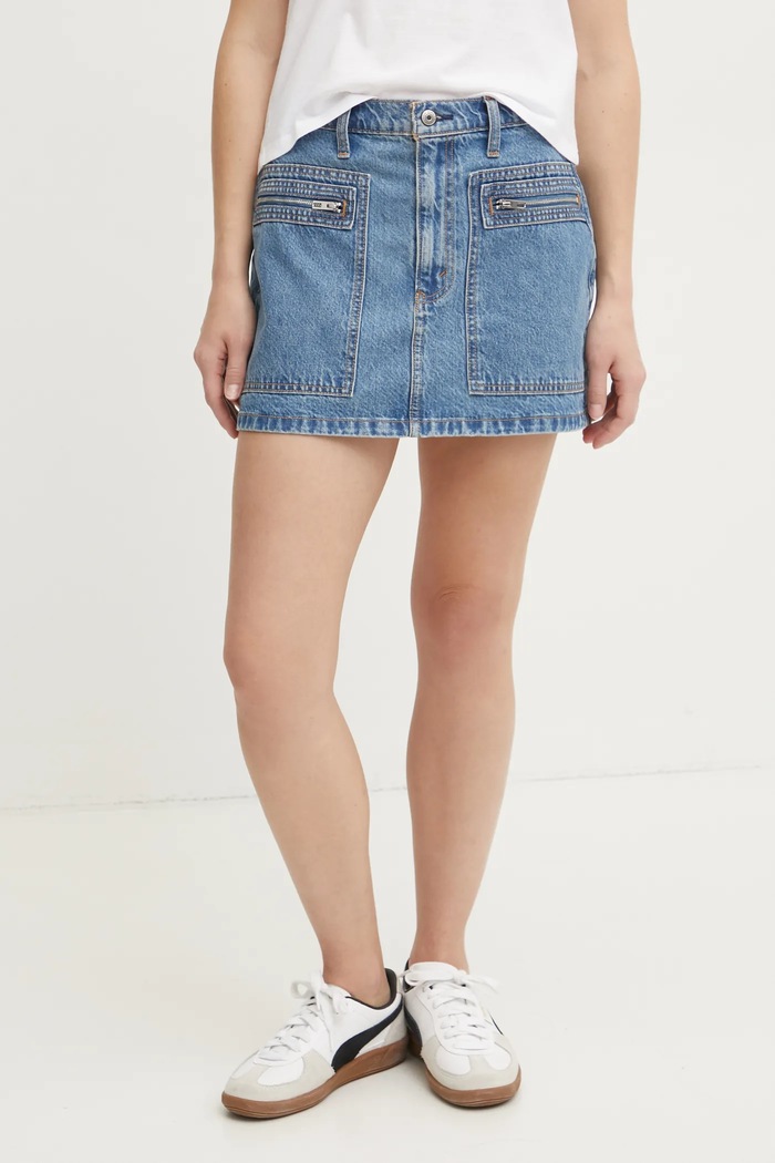 Abercrombie & Fitch farmer szoknya sima kék KI143.4346.275