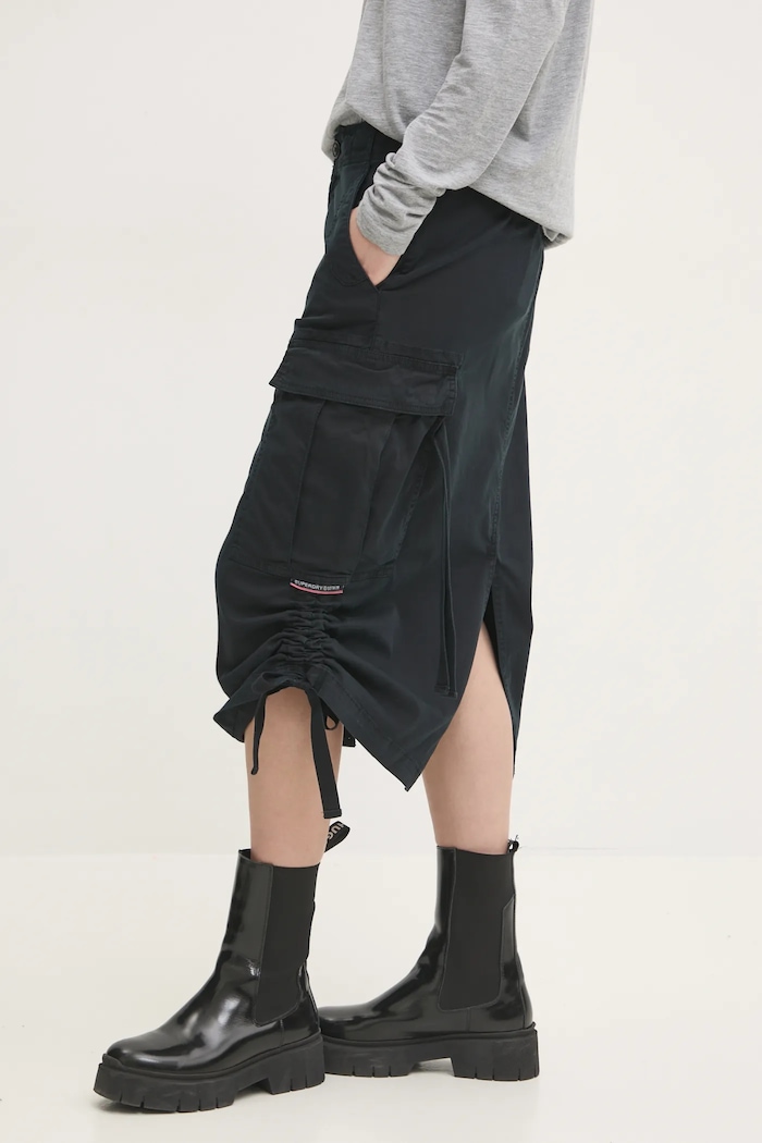 Superdry szoknya elasztánnal sötétkék W7210336A.AFB