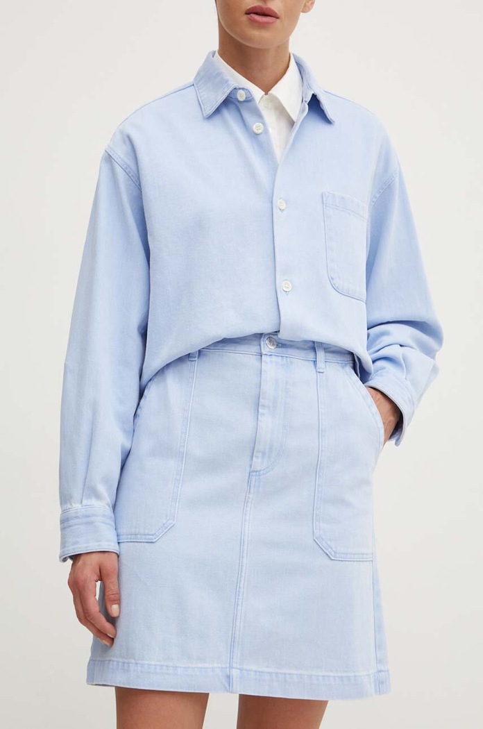 Jeans krilo A.P.C. jupe lea Mini modra COGZS.F06299