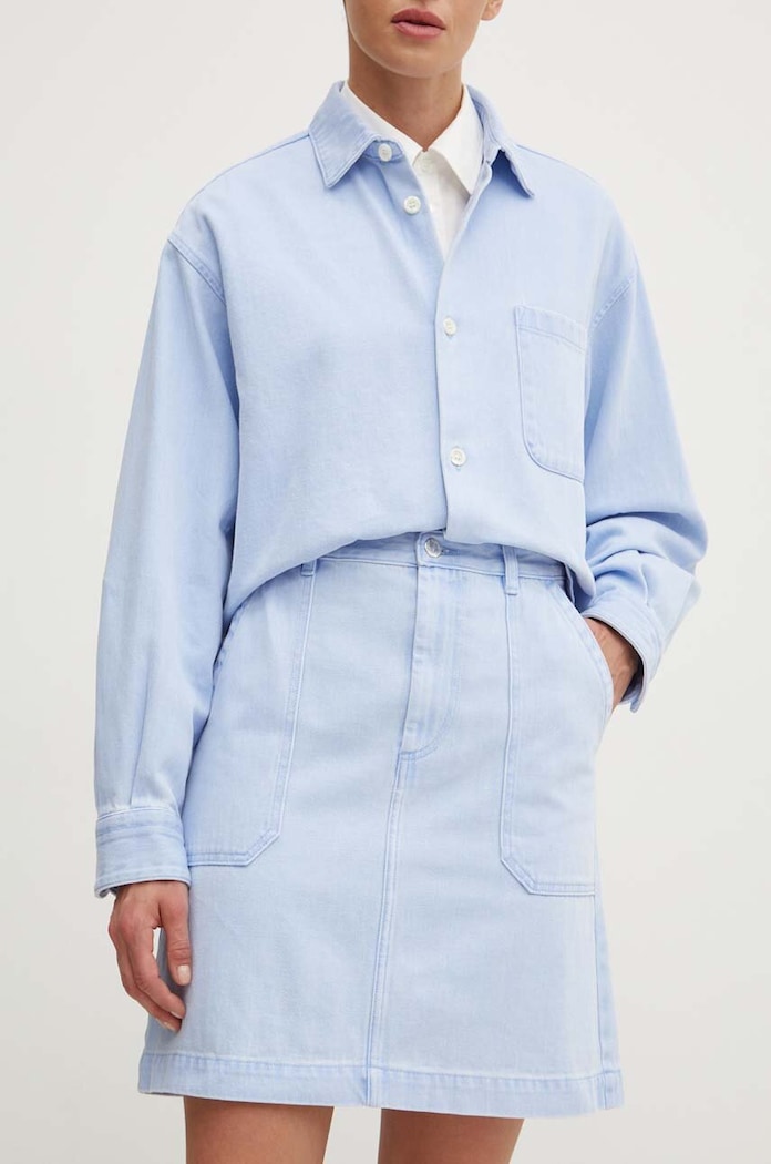 Jeans krilo A.P.C. jupe lea Mini modra COGZS.F06299