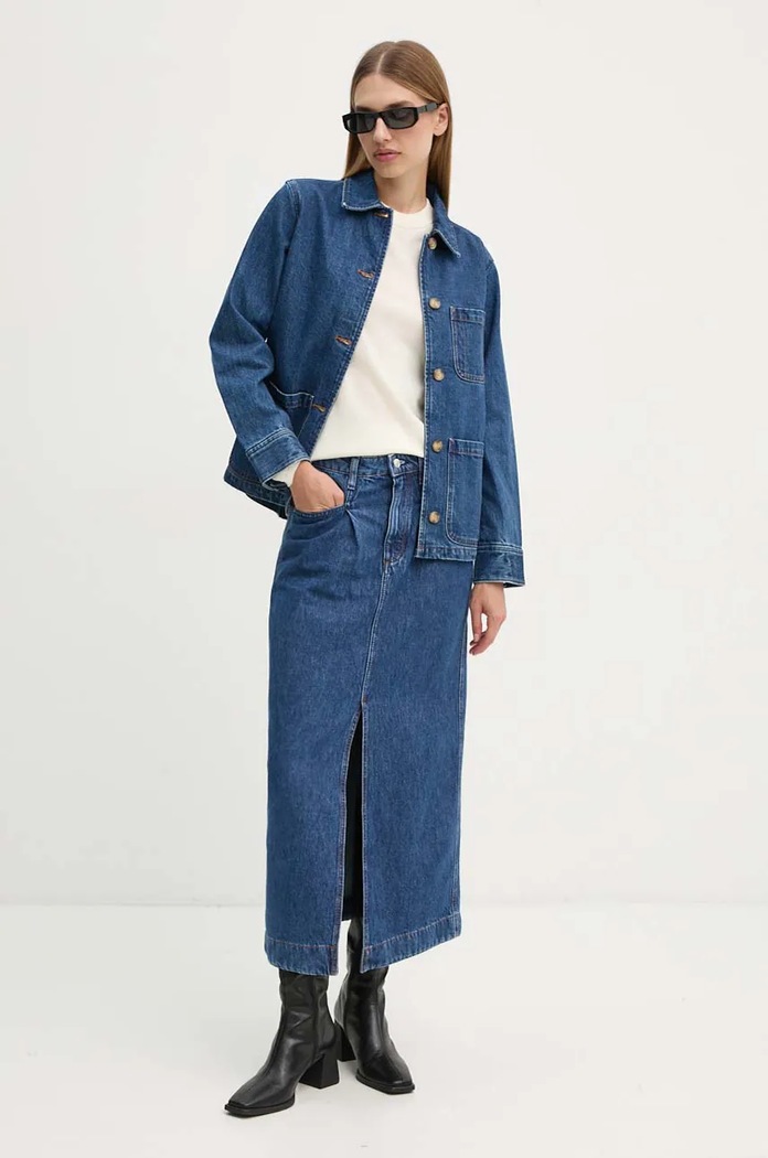 Τζιν μπουφάν A.P.C. veste silvana logo COHTD.F02821 μπλε AW24