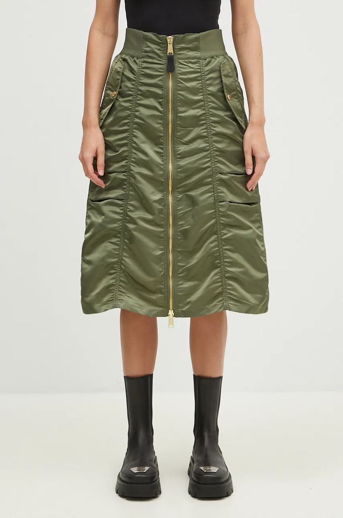 Suknja Alpha Industries MA-1 Midi Skirt širi se prema dolje zelena 148067