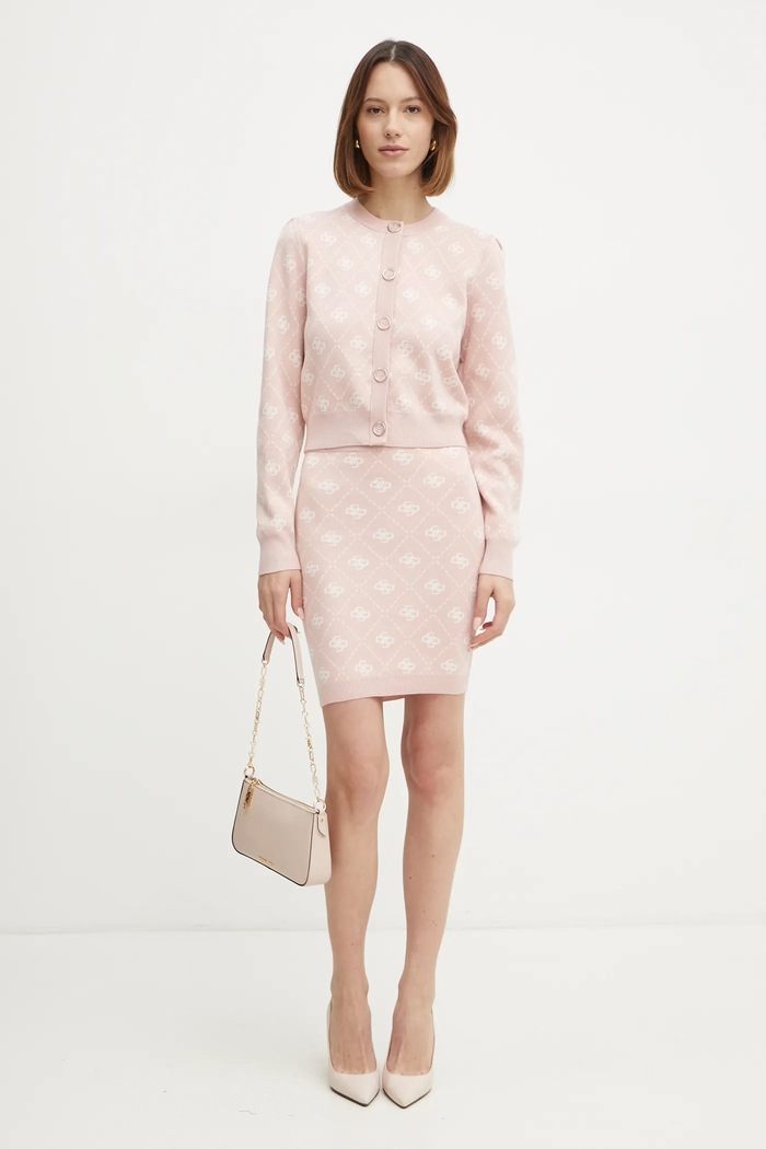 Sukně s příměsí vlny Guess SARAH W4BD0S.Z3JD2 růžová SS26