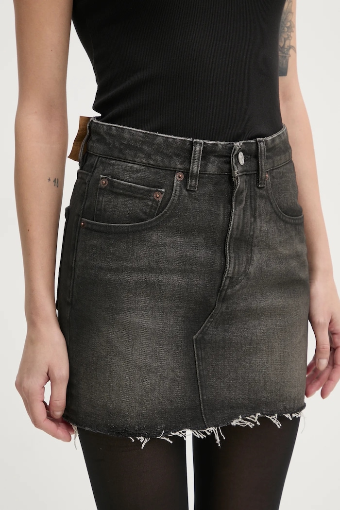 Rifľová sukňa MM6 Maison Margiela bavlna sivá S62ME0011.S30848
