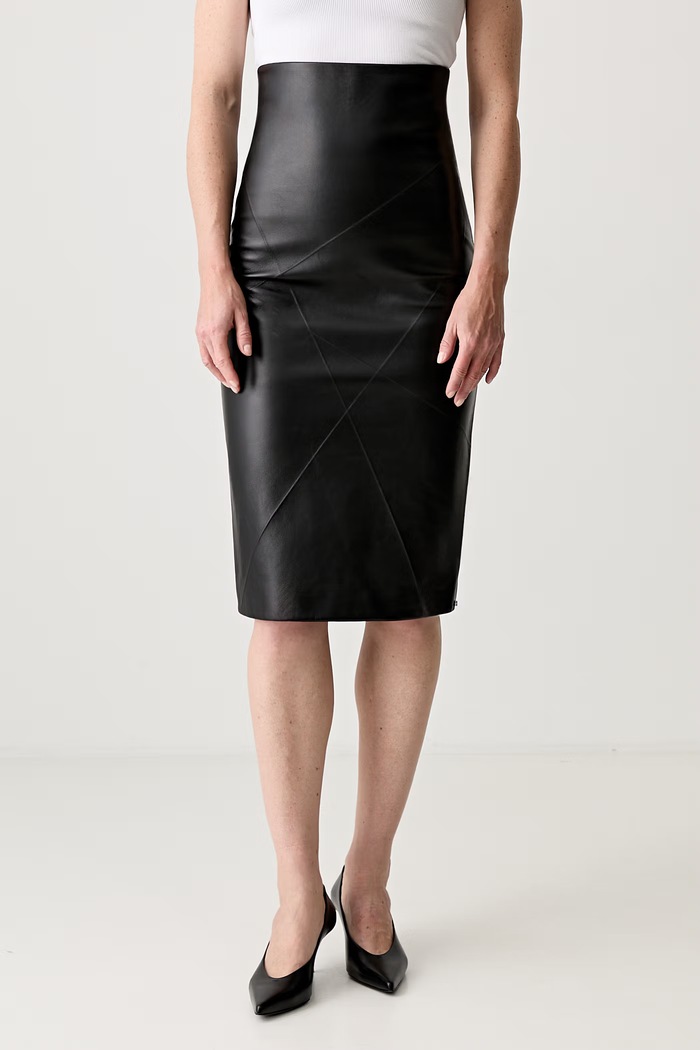 Sportmax spódnica skórzana skóra naturalna czarny 2422406033600