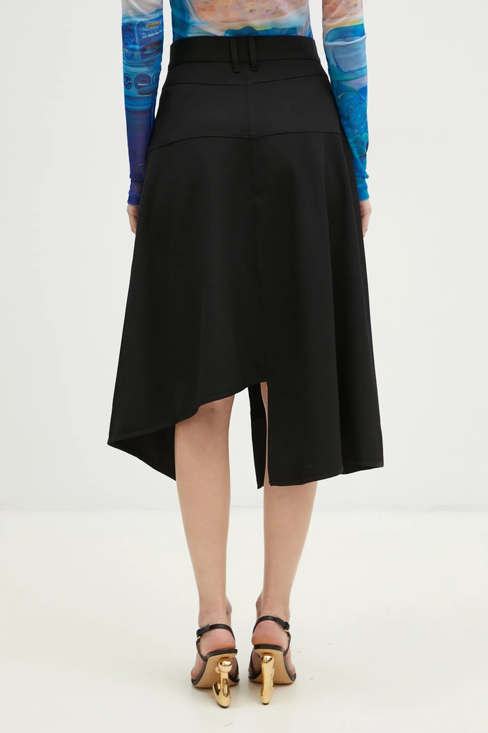 Odzież JW Anderson spódnica wełniana Patchwork A-Line Skirt SK0175.PG0011.999 czarny