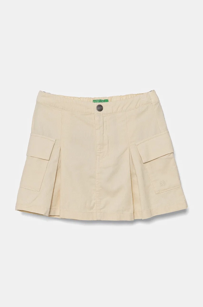 Dječja suknja od samta United Colors of Benetton bez uzorka bež 4O5GC0021.G.Seasonal