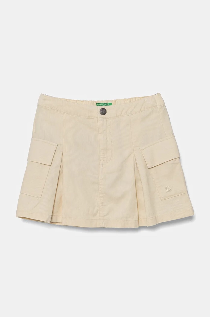 Dječja suknja od samta United Colors of Benetton bez uzorka bež 4O5GC0021.G.Seasonal