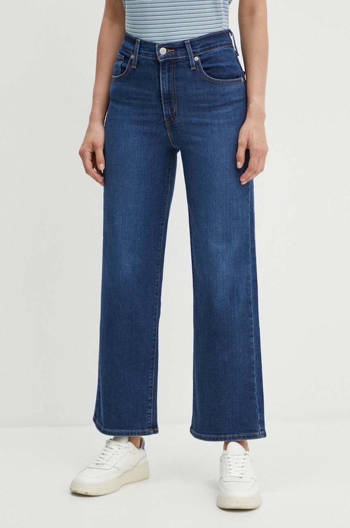 Džíny Levi's HIGH RISE WIDE LEG Planet friendly námořnická modř 72970