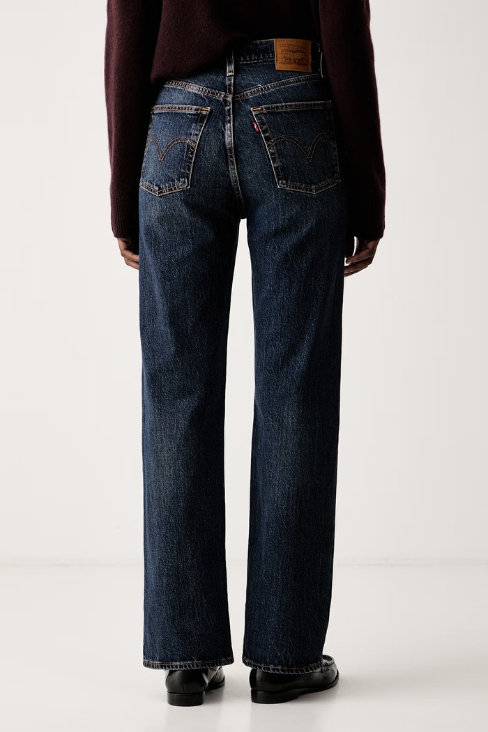 Odzież Levi's jeansy straight damskie RIBCAGE FULL LENGTH 79078 niebieski