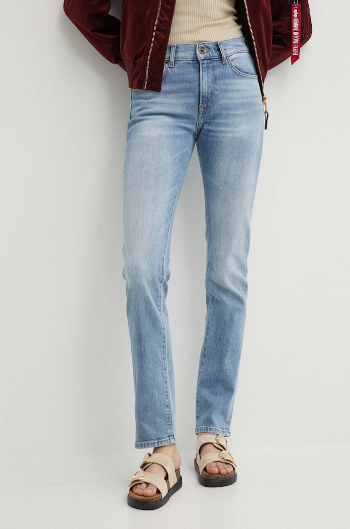 Pepe Jeans jeansy SLIM JEANS MW Planet friendly niebieski PL204589PG0