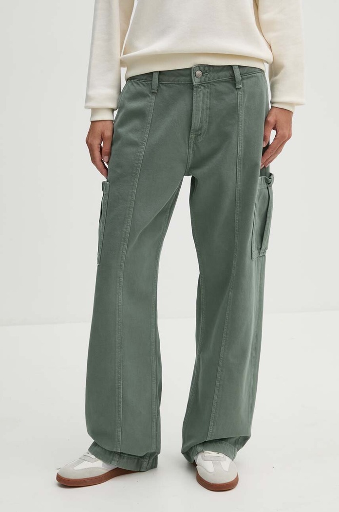 Rifle Pepe Jeans LOOSE ST JEANS HW CLR Planet friendly zelená PL204726